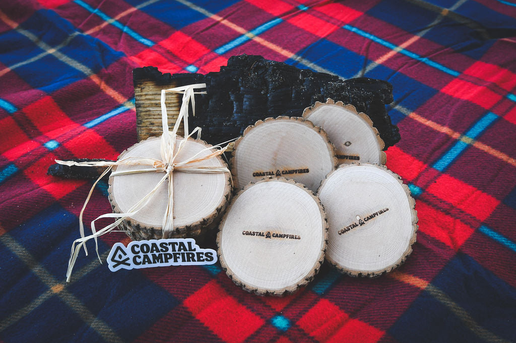 Coastal Campfires' Live Edge Coasters (4-pack)